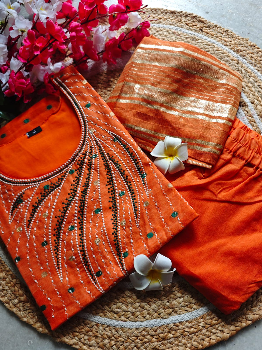 Handloom silk cotton salwar set