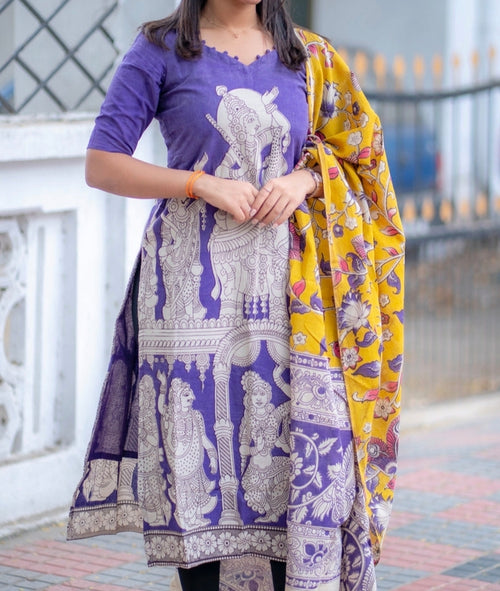 Kalamkari Top+Dupatta Set