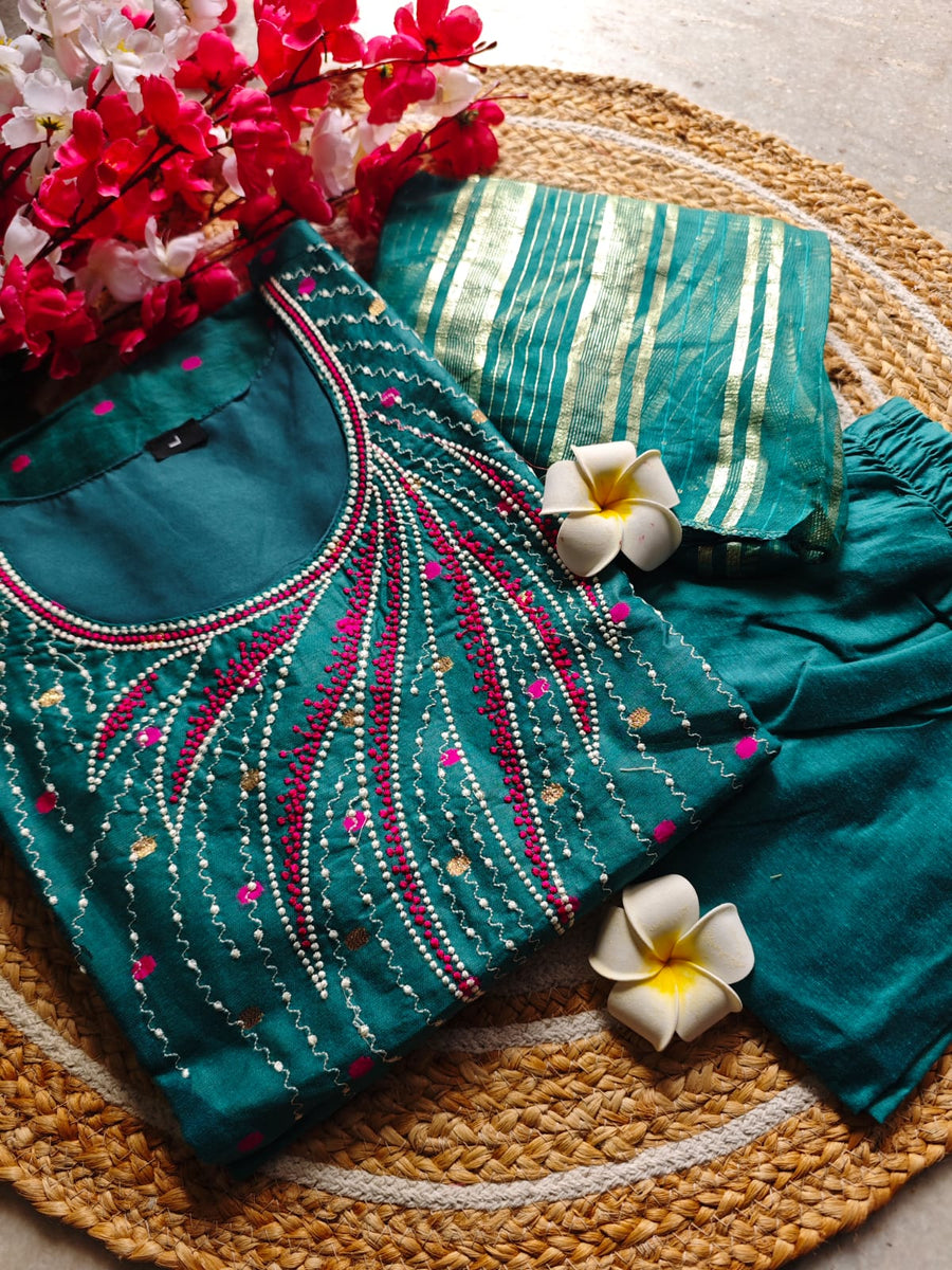 Handloom silk cotton salwar set
